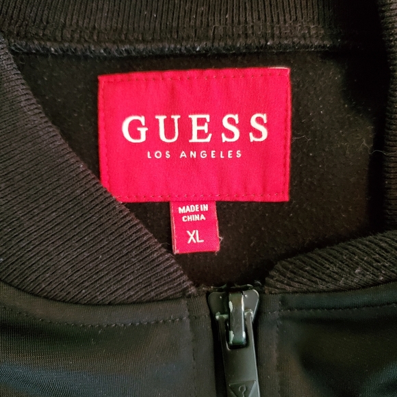 Guess Black Satin Logo Stripe Track Jacket - Picture 9 of 9